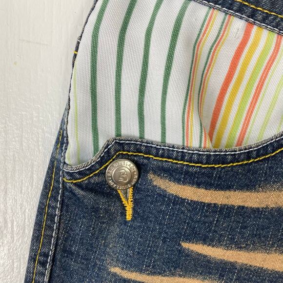 NWOT RAW BLUE LADY Jeans Women 13 Vintage Blue Brown Wash Capri Stripe Cuff - Picture 4 of 12